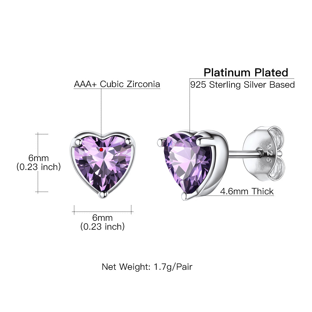 Silver Necklace 925 Sterling Silver Birthstone Love Heart Necklace Valentine'S Day Gift for Her