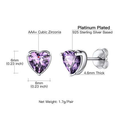 Silver Necklace 925 Sterling Silver Birthstone Love Heart Necklace Valentine'S Day Gift for Her